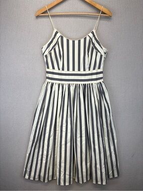 NWT Tweeds Brand Dress Sz 6 Spaghetti Strap Midi Striped Classic Navy Nautical